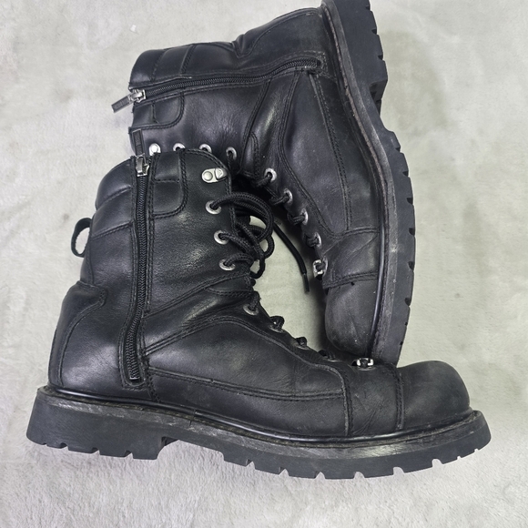 Harley-Davidson Boots Abercorn Sz 11W Leather Biker Motorcycle Side Zipper Black main image 8